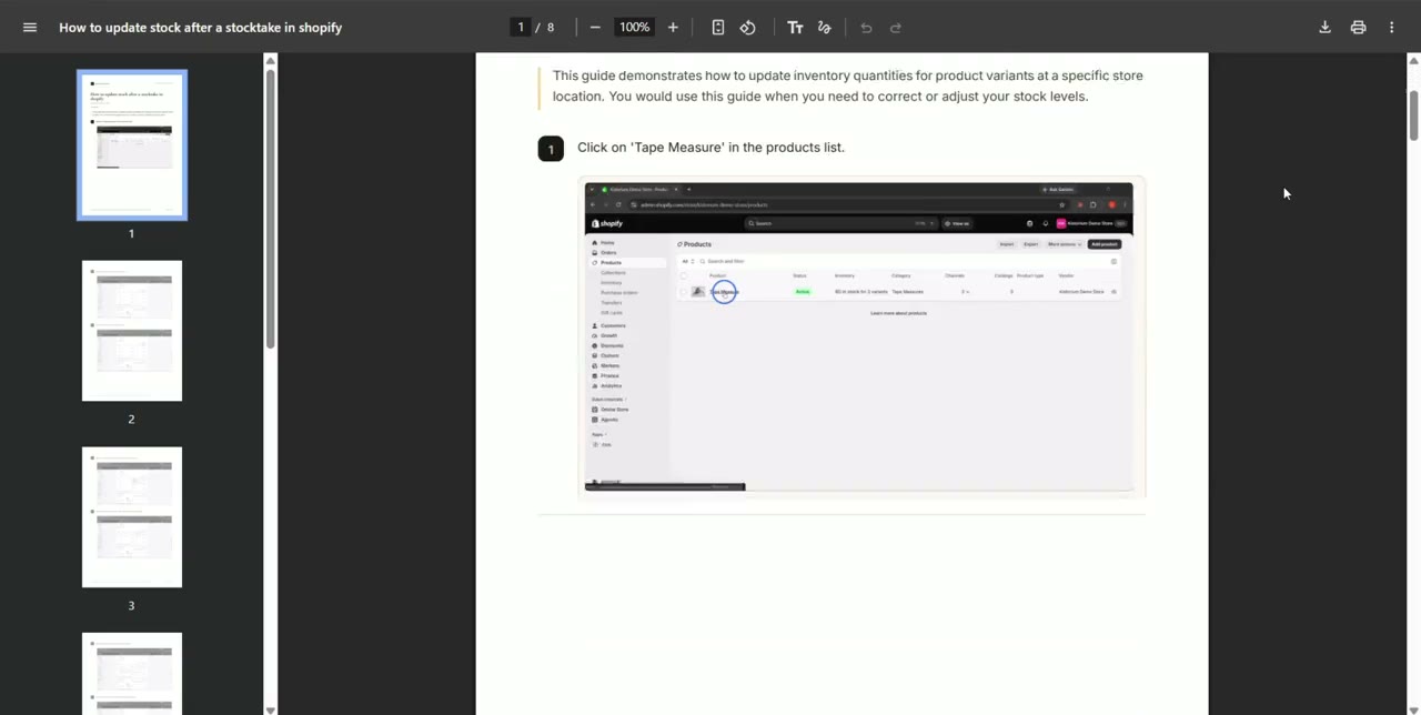 A real guide saved as a PDF: step 1 with its screenshot