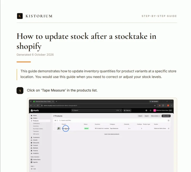 The first page of a written guide: a title, a short summary, and step 1 with its screenshot